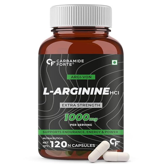 Carbamide Forte L Arginine 1000mg Supplement | Supports Nitric Oxide Production | Nitric Oxide supplements For Men and women | Extra Strength | Muscle relaxation | 120 Veg Capsules