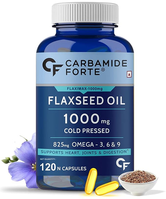 Carbamide Forte Cold Pressed Flaxseed Oil Omega 3 6 9 Capsules (1000mg) - 120 Capsules