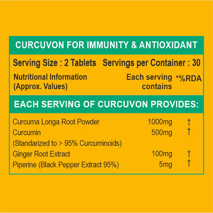 CF Curcumin with Piperine Tablets with 95% Curcuminoids | Curcuma Longa, Turmeric Powder & Ginger – 60 Veg Tablets